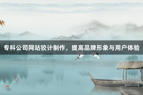 专科公司网站狡计制作，提高品牌形象与用户体验